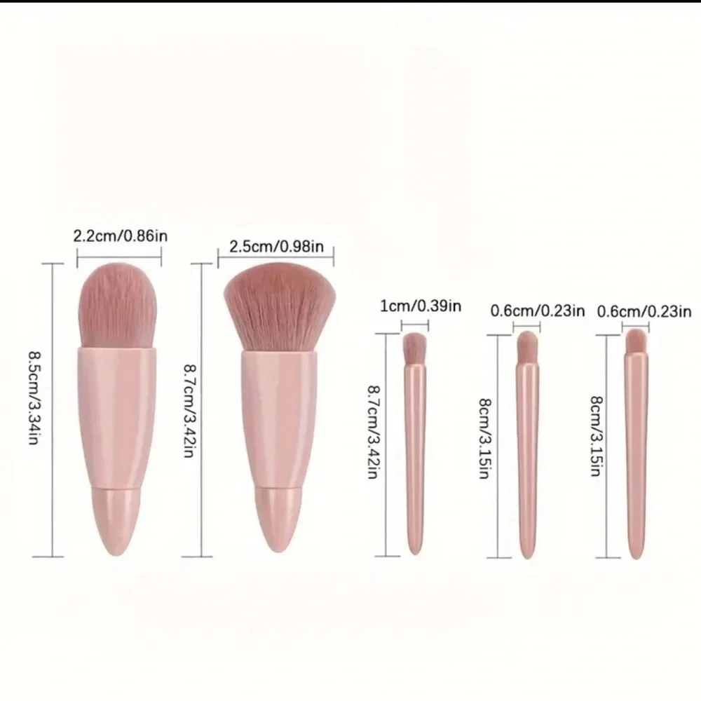 5-Piece Mini Travel Makeup Brush Set with Mirror